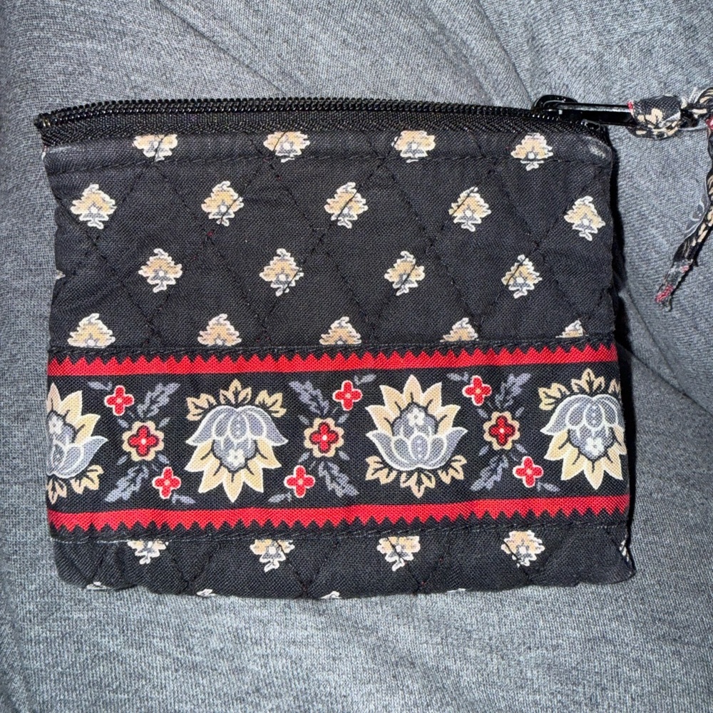 Vera Bradley Black and Red Quilted Cosmetic Bag